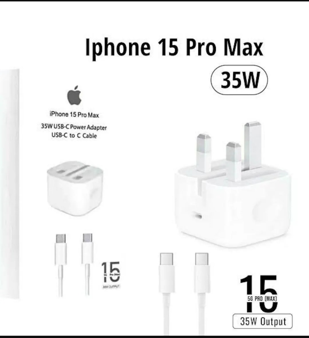 35W USB-C to USB-C PD 3-Pin Power Adapter for iPhone, Fast Charging Wall Charger for Compatible Devices - Buy Online in Pakistan at Zenbu Store