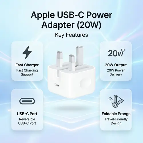 20W C To C PD 3 PIN Power Adapter For iPhone Fast Charger Adapter for iPhone and Compatible USB-C Devices thumbnail 4