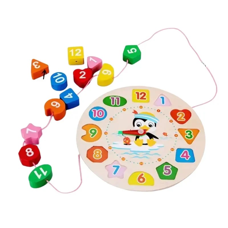Wooden Learning Clock & Number Shape Sorting Toy thumbnail 4