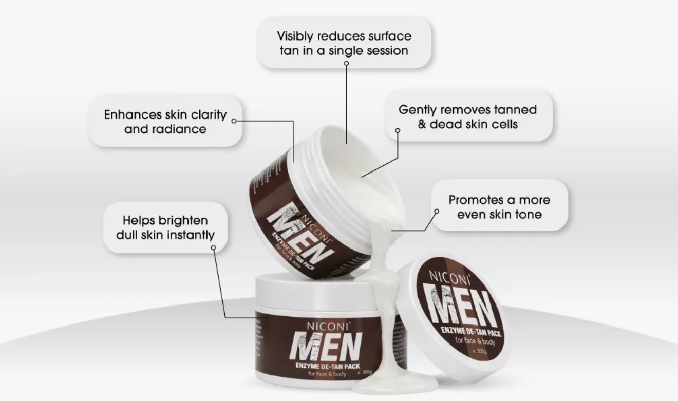 Niconi Men Enzyme De Tan Pack - Skincare Product Designed For Skincare And Daily Care Routine -150ML thumbnail 2