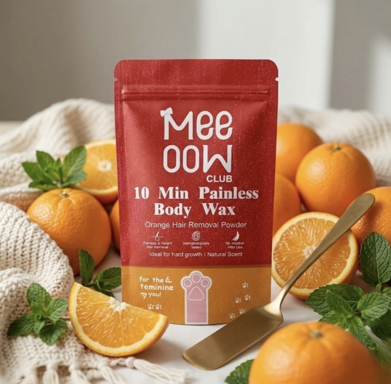 Meeoow Club 10 Min Painless Body Wax Orange Hair Removal Powder 100g Gentle Effective Formula For Smooth Skin And Easy At Home Use thumbnail 2