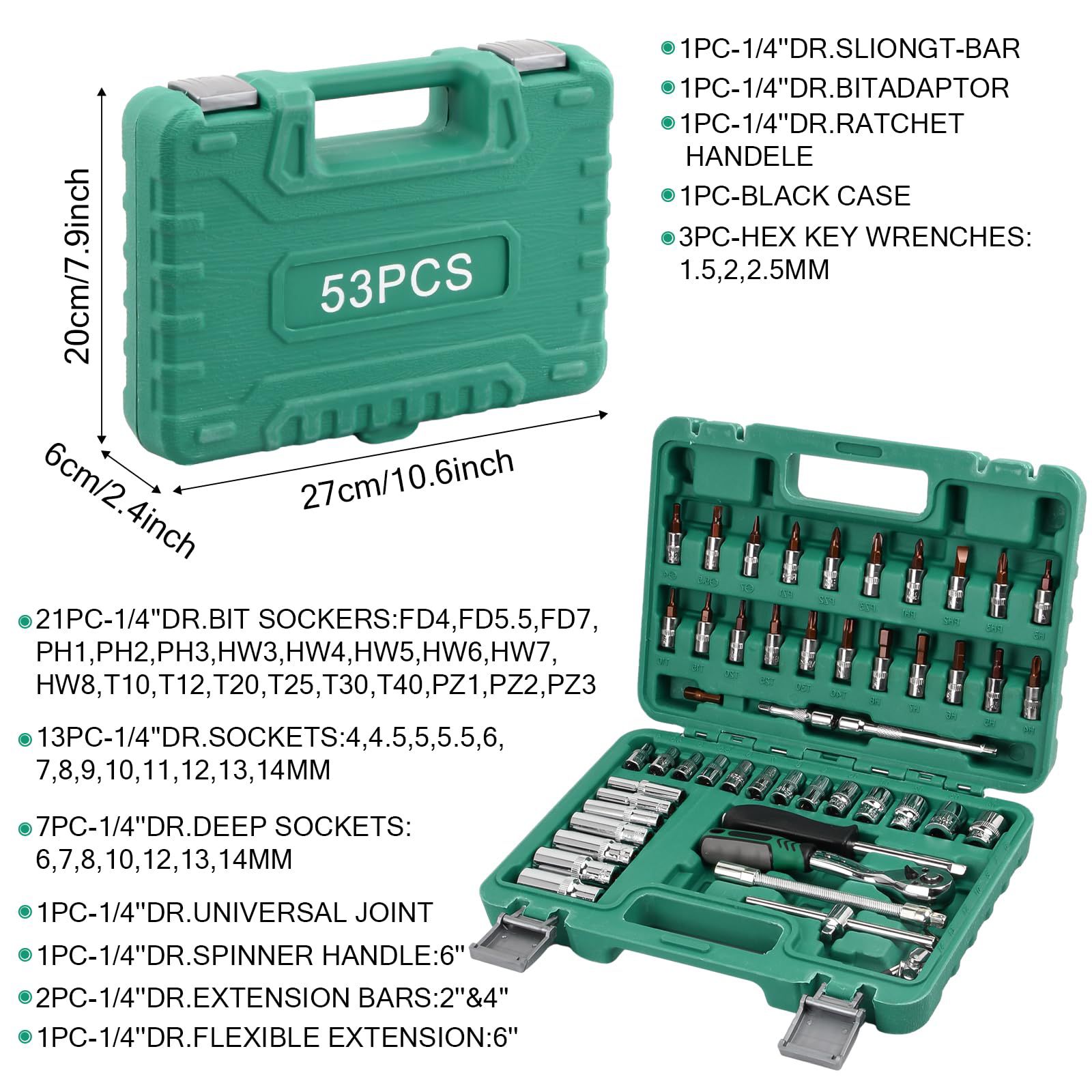 53 Piece Auto Repair Tool Set Professional Kit - Tool Set Designed For Hardware Maintenance And Daily Repair Routine thumbnail 3