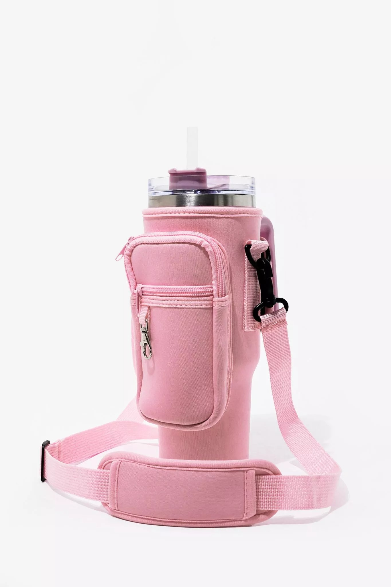40oz Tumbler Bag with Phone Pocket – Blush Pink Insulated Cup Holder Carrying Bag with Adjustable Strap (Color Pink) thumbnail 3