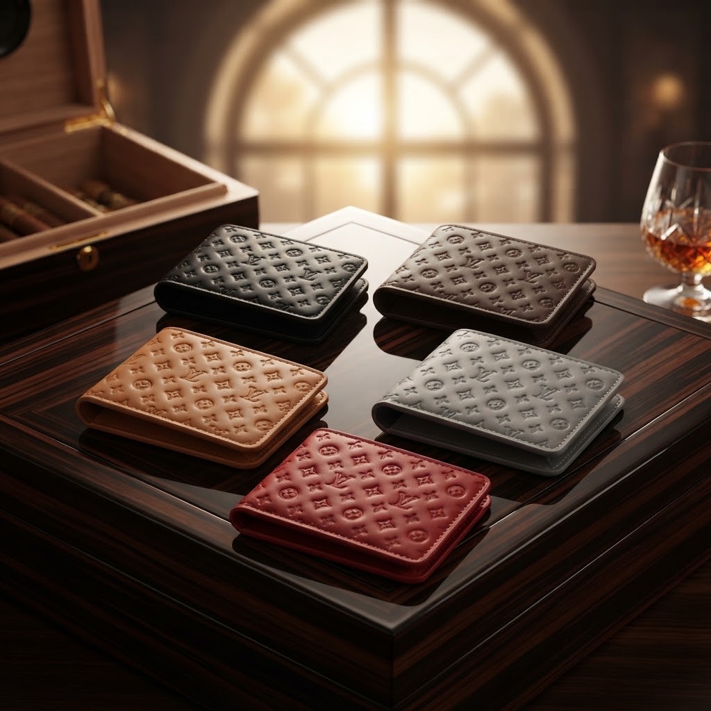 Stylish LV Style Embossed Pattern Men's Wallet With Classic Design And Durable Material Available In Multiple Colors For Daily Use