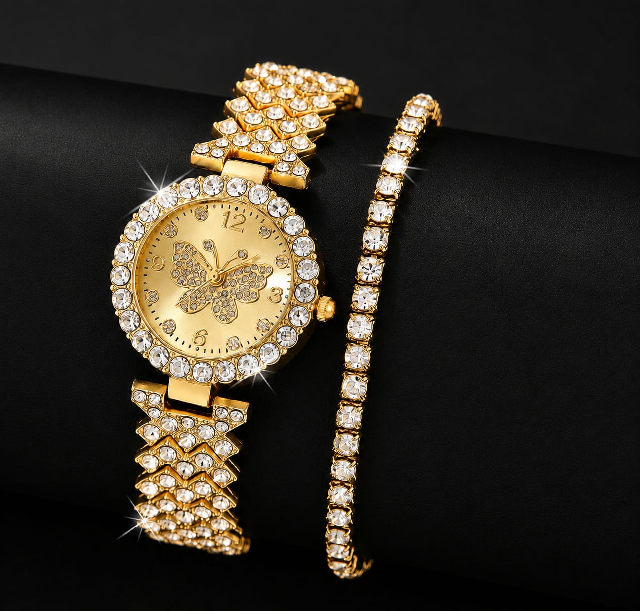 Womens Butterfly Quartz Watch And Bracelet Set Elegant Stylish Durable Practical Choice For Fashion Accessories And Gift Occasions thumbnail 3