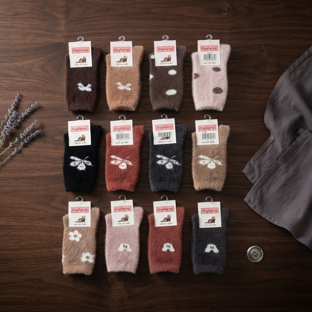 Rabbit Wool Socks For Women And Girls Pack Of 10 Pairs Super Soft Warm Thermal Nordic Heart Pattern Cozy Breathable Stretchable Imported Winter Comfort | Random Color thumbnail 2