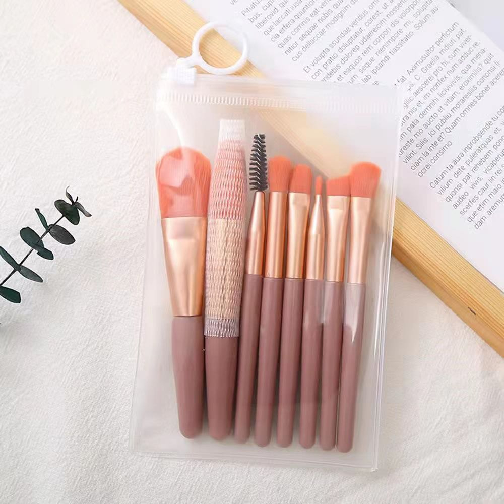 8 Pcs Makeup Brush Set High Quality Synthetic Bristles Durable Handles With Travel Pouch Random Colors thumbnail 5
