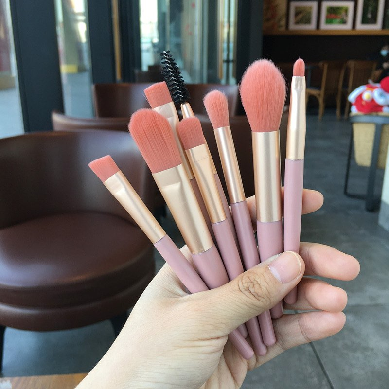 8 Pcs Makeup Brush Set High Quality Synthetic Bristles Durable Handles With Travel Pouch Random Colors thumbnail 4