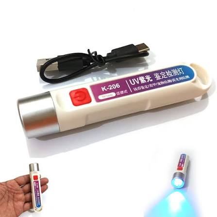 K-207 365nm UV Currency Checker Rechargeable Light Portable Lightweight UV Torch For Banknote Security Stain And Security Mark Inspection