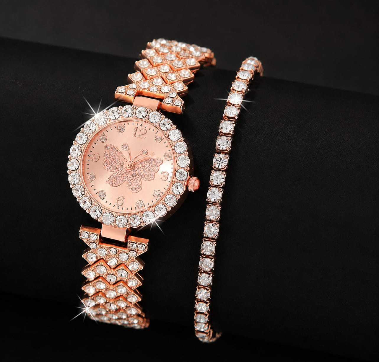 Womens Butterfly Quartz Watch And Bracelet Set Elegant Stylish Durable Practical Choice For Fashion Accessories And Gift Occasions thumbnail 2