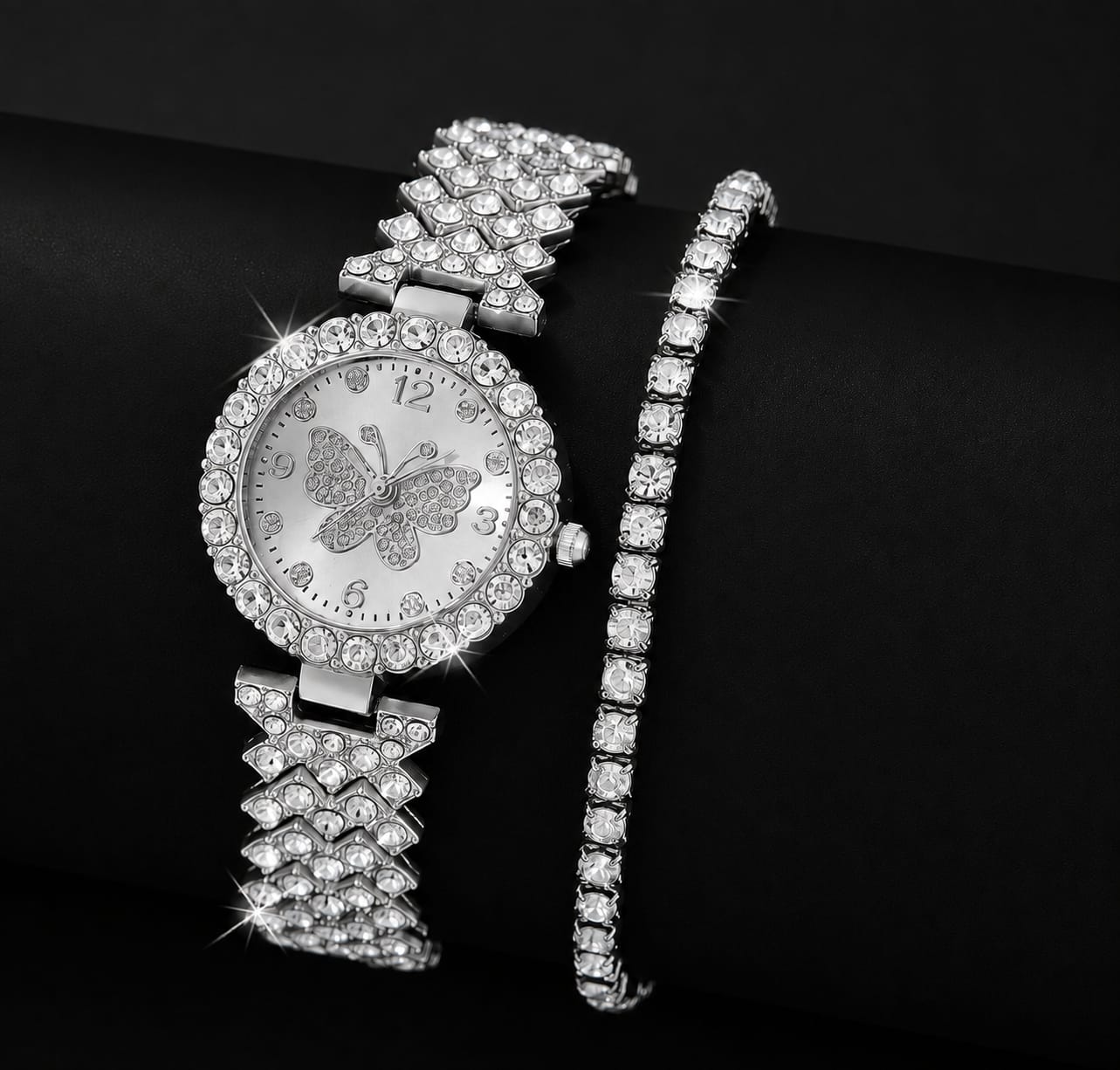 Womens Butterfly Quartz Watch And Bracelet Set Elegant Stylish Durable Practical Choice For Fashion Accessories And Gift Occasions