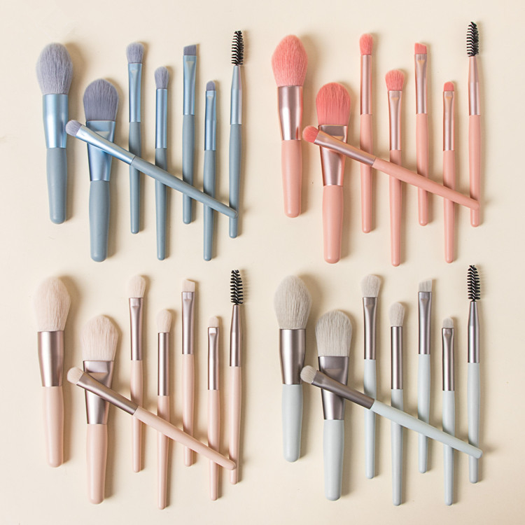 8 Pcs Makeup Brush Set High Quality Synthetic Bristles Durable Handles With Travel Pouch Random Colors thumbnail 3