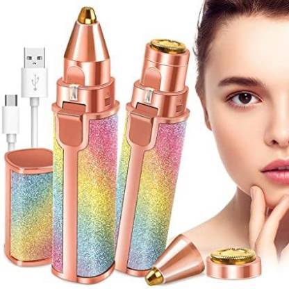 2-in-1 Flawless Eyebrow Trimmer | USB Rechargeable 2in1 Flawless Trimmer With Wire & Cleaning Brush | Eyebrow & Upper Lips Trimmer For Women (Rechargeable) thumbnail 3