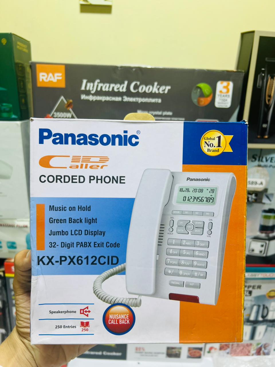 Panasonic KX PX612CID Corded Phone Music On Hold Green Backlight Jumbo LCD Display 32 Digit PABX Exit Code Speakerphone 250 Entries thumbnail 4