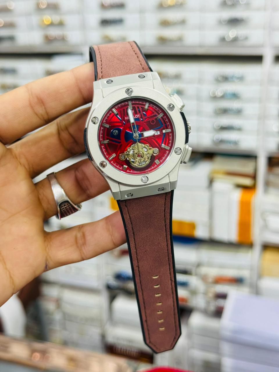 Luxury Automatic Mechanical Watch With Skeleton Dial Premium Quality 3ATM Water-Resistant 44mm Diameter Comfortable Leather Strap For Every Occasion thumbnail 3