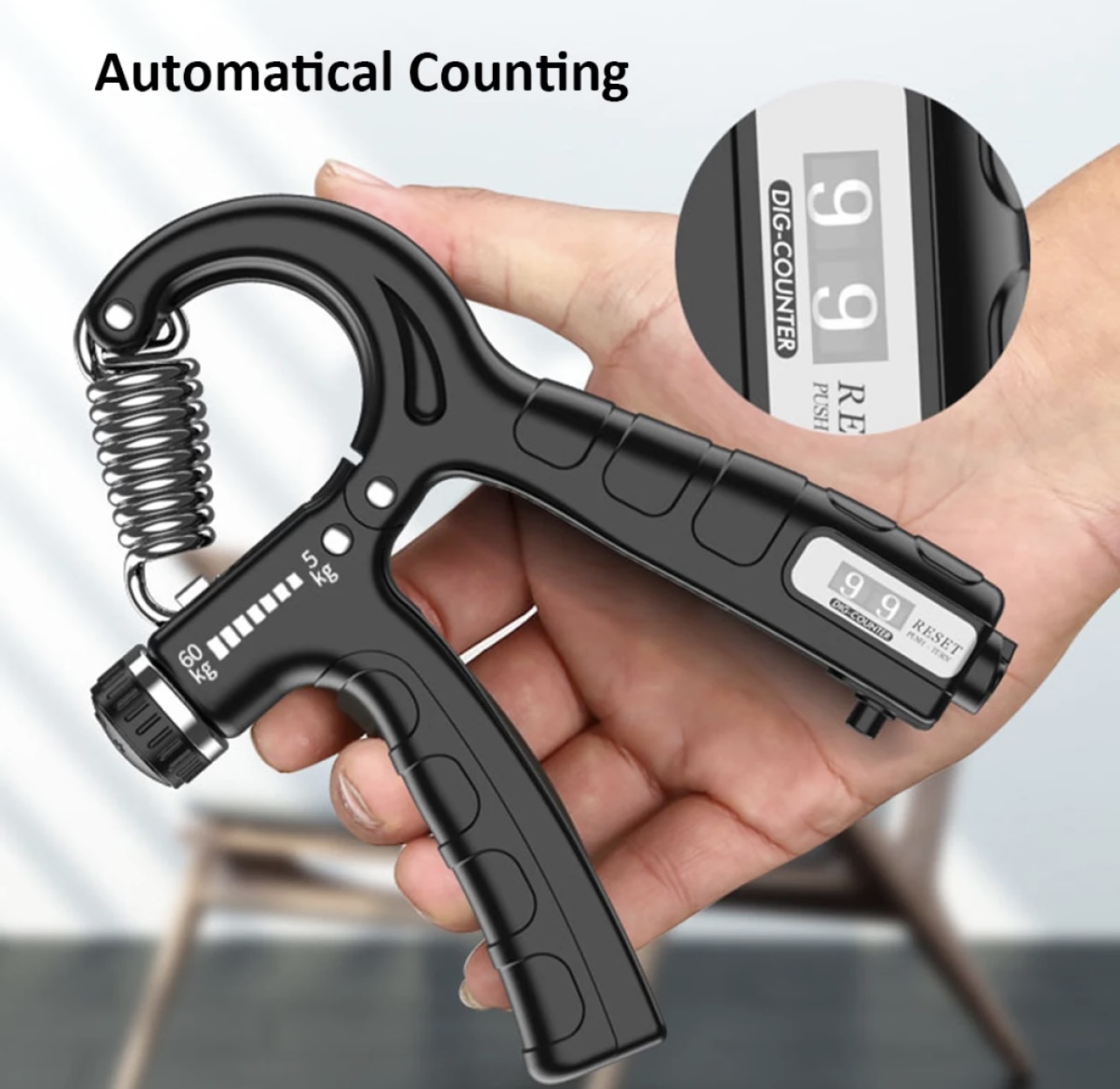 Hand Gripper With Counter | Adjustable Hand Grip Strengthener | Forearm & Finger Exercise Gripper (Random Color) thumbnail 4
