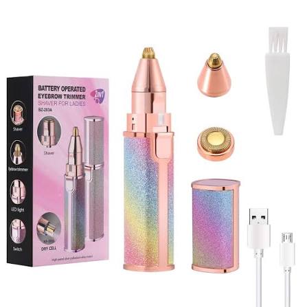 2-in-1 Flawless Eyebrow Trimmer | USB Rechargeable 2in1 Flawless Trimmer With Wire & Cleaning Brush | Eyebrow & Upper Lips Trimmer For Women (Rechargeable) thumbnail 2