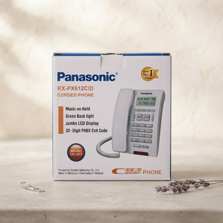 Panasonic KX PX612CID Corded Phone Music On Hold Green Backlight Jumbo LCD Display 32 Digit PABX Exit Code Speakerphone 250 Entries thumbnail 2