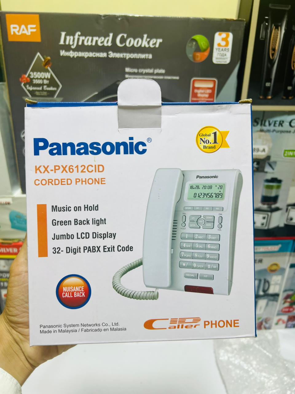 Panasonic KX PX612CID Corded Phone Music On Hold Green Backlight Jumbo LCD Display 32 Digit PABX Exit Code Speakerphone 250 Entries thumbnail 3