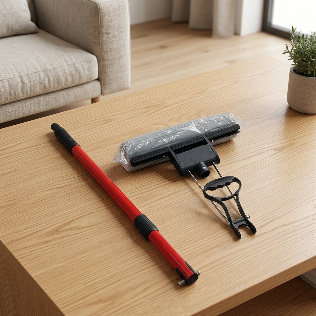 Adjustable Sponge Mop with Red Handle | Floor Cleaning Mop for Home, Kitchen, Bathroom & Office
