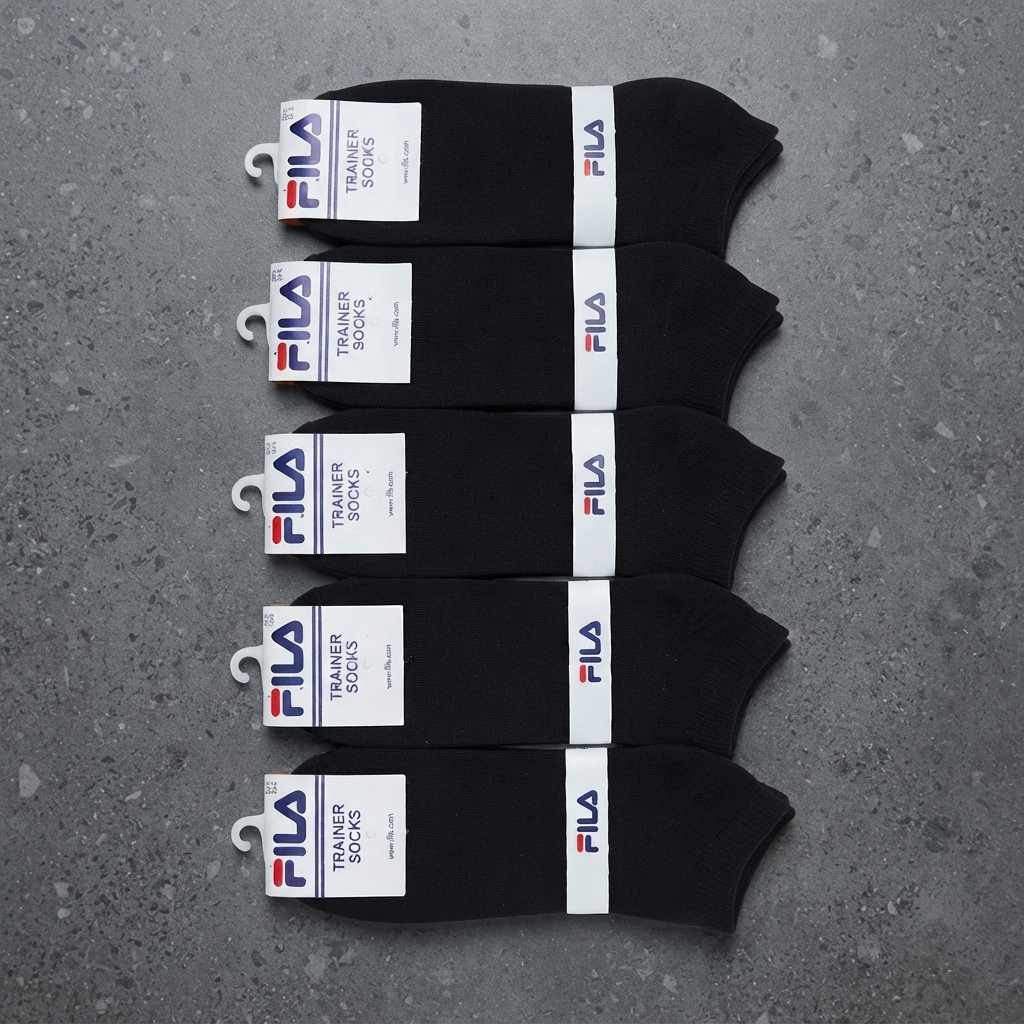 Fila Cotton Trainer Ankle Socks - Apparel Product Designed For Footwear Wear And Daily Comfort Routine - Pack of 10 Pairs (Black, Size 9-13)