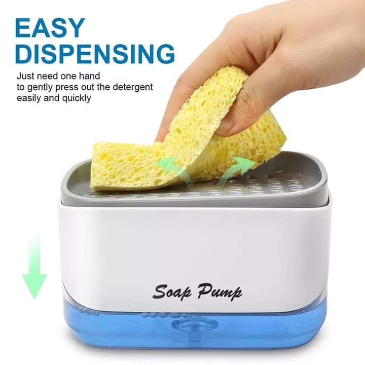 Soap Pump And Sponge Caddy Press Down One Handed Design Non Slip Base Eliminates Sink Clutter Ideal Kitchen Sink Organizer thumbnail 3