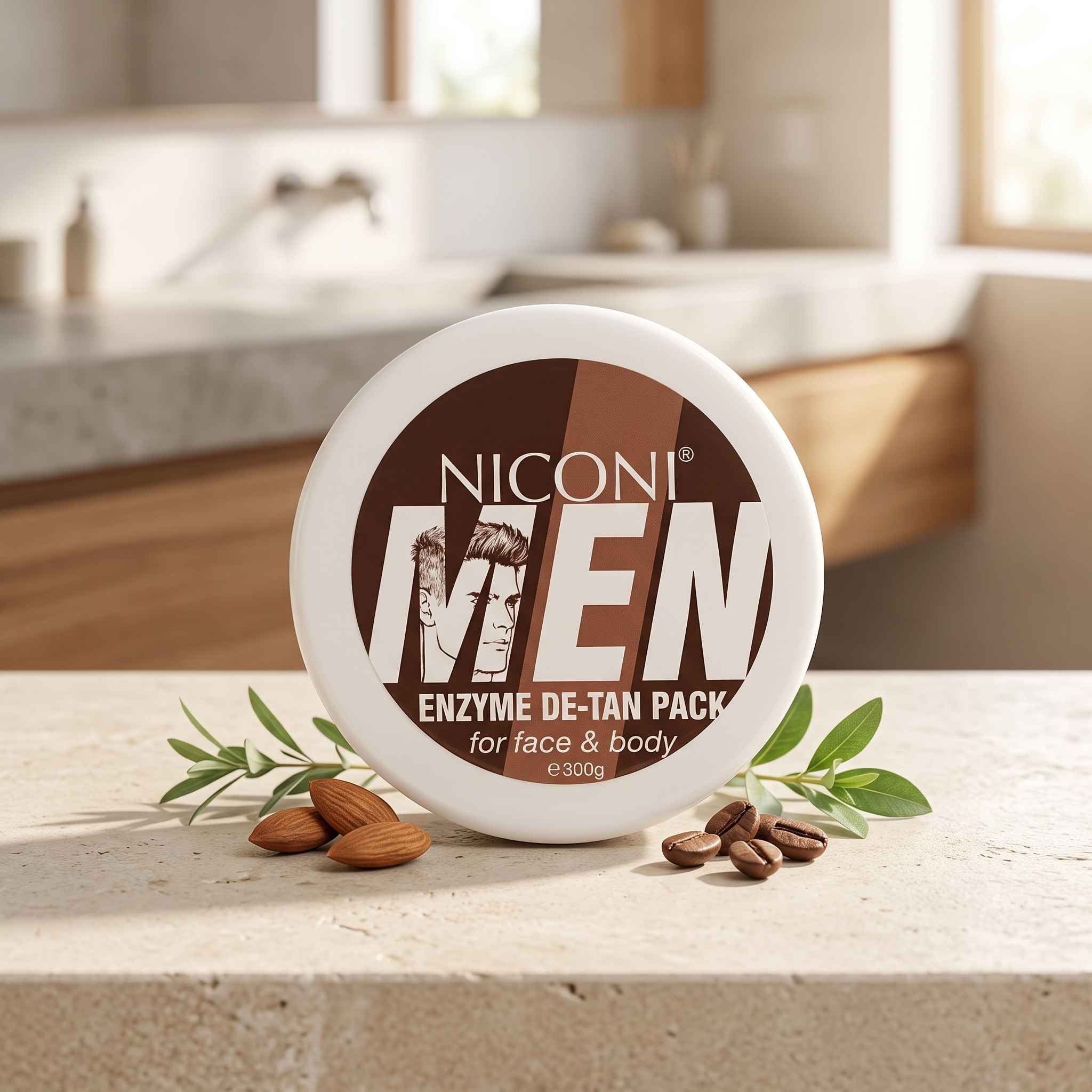 Niconi Men Enzyme De-Tan Pack 300g Formulated For Men's Skin With Papain Resveratrol And Beta-Glucan For Face And Body Use thumbnail 2