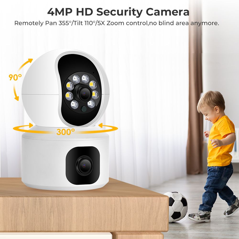BRANDED SPEED-X N9-2 ULTRA HD 8K Camera, Smart 4MP Dual-Lens Wifi Security Camera 2+2 Wifi Double Lens Auto-tracking Tow Way Audio Ir Night Vision Camera