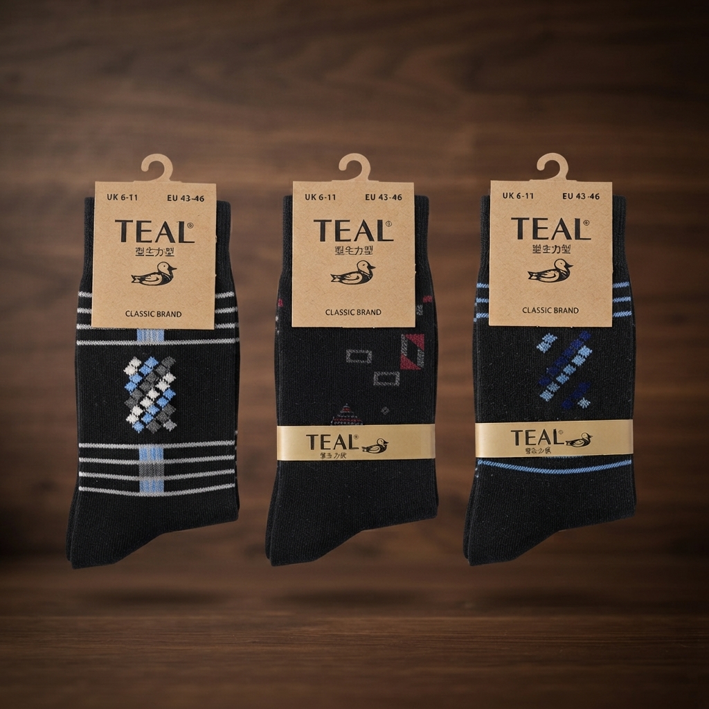 Teal Classic Winter Cotton Socks - Apparel Product Designed For Winter Wear And Daily Comfort Routine (Pack of 12) | Random Design thumbnail 2