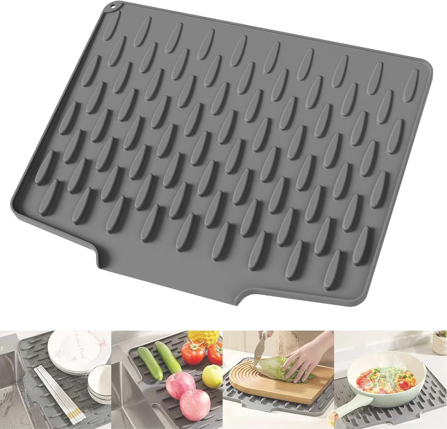 Sink Mat Black Durable Non Slip Design Protects Sink Surface Prevents Scratches And Keeps Kitchen Clean Size  26x32cm thumbnail 2