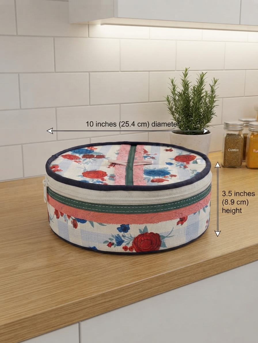 Floral Fabric Roti Box – Insulated Nan Keeper with Zipper Closure thumbnail 2