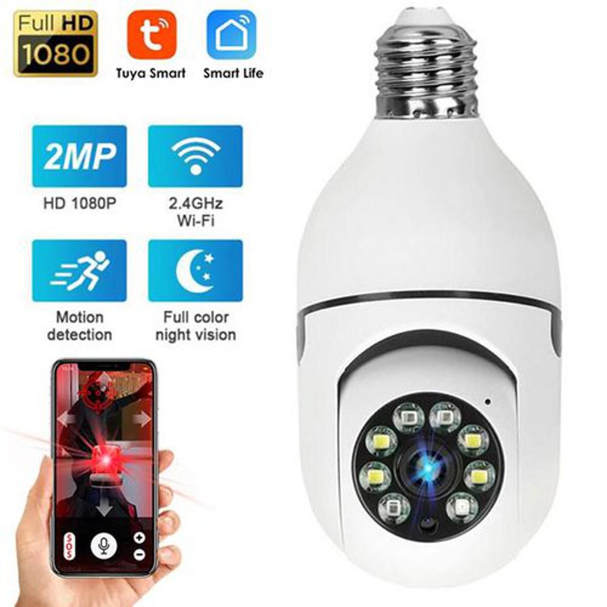 Speed-x SP-E27 Bulb Camera 1080P Wifi 360 Degree Panoramic Night Vision