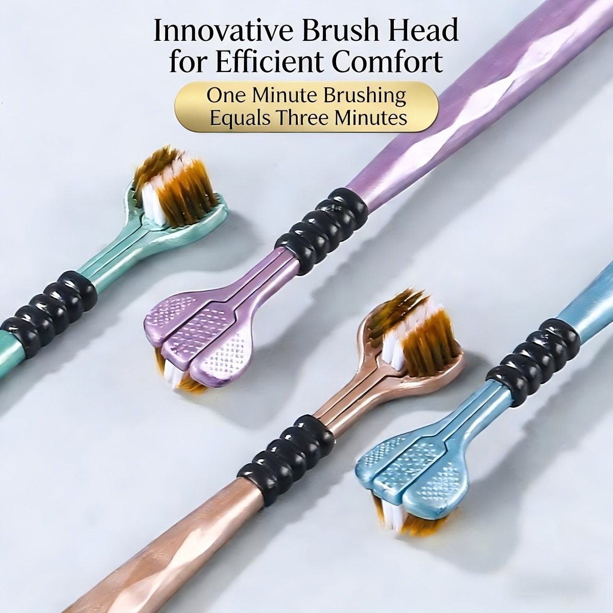 Pack Of 2 Innovative 3 Sided Toothbrush Efficient Cleaning Design One Minute Equals Three Minutes Compact Comfortable Grip For Daily Oral Care | Random Colour thumbnail 2