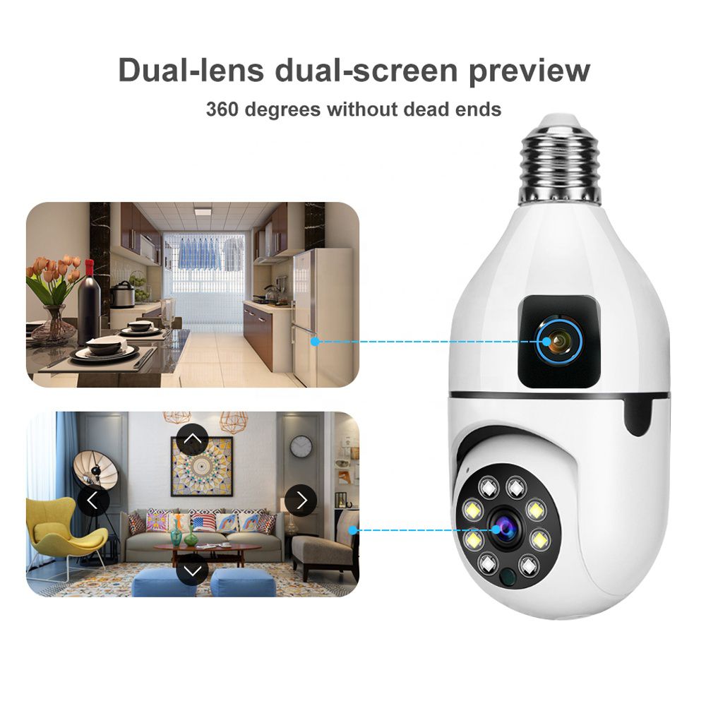 Speed-X Dual Lens Bulb Camera 1080p WiFi Panoramic Night Vision