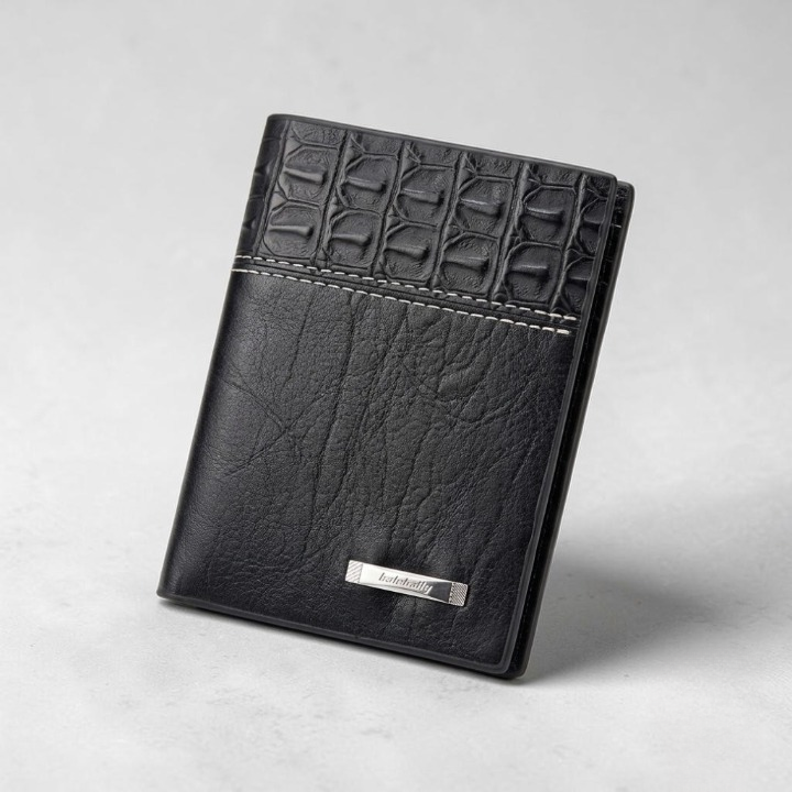 Balebaily Croc Texture Bifold Wallet – Compact Card Holder with ID Window, Cash Pocket & Tuck Lock thumbnail 3