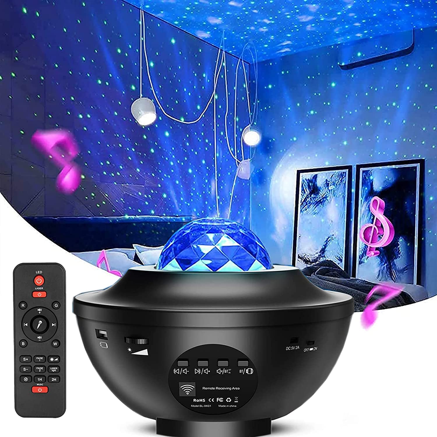Colorful Starry Sky Galaxy Projector Nightlight Child Bluetooth USB Music Player Star Night Light Romantic Projection Lamp Gifts thumbnail 3