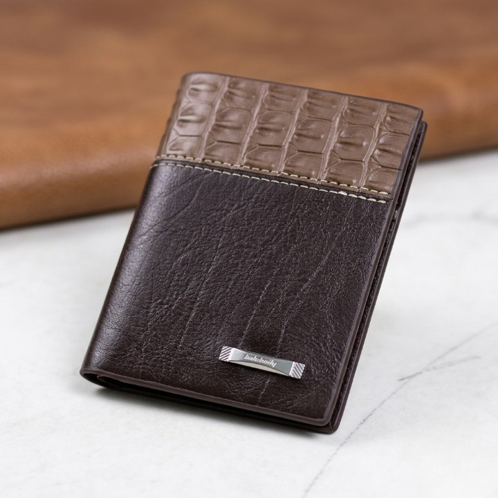 Balebaily Croc Texture Bifold Wallet – Compact Card Holder with ID Window, Cash Pocket & Tuck Lock thumbnail 4