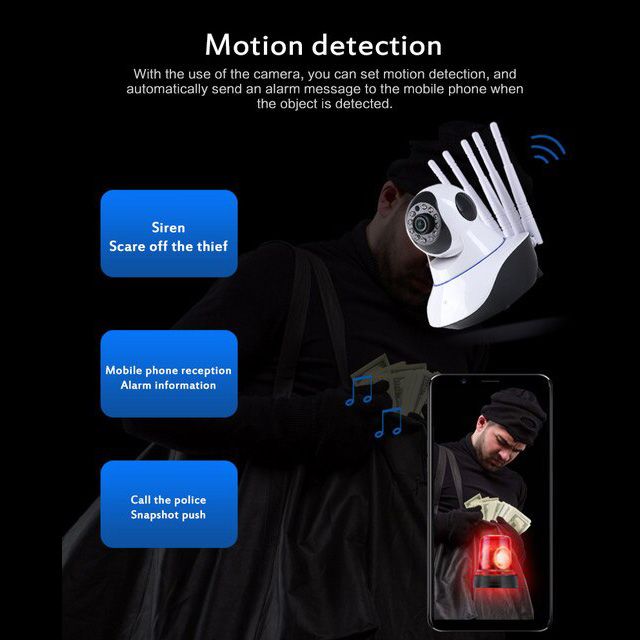 Speed-X 5 Antenna Night Vision Camera (CA-Q5-5) 1080p HD - V380 Pro thumbnail 2