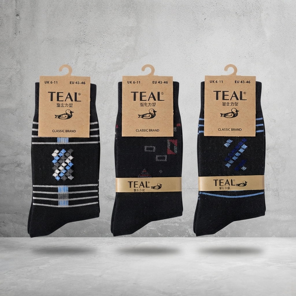 Teal Classic Winter Cotton Socks - Apparel Product Designed For Winter Wear And Daily Comfort Routine (Pack of 12) | Random Design