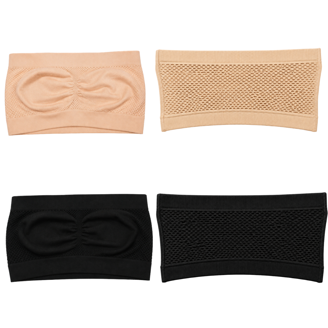 Strapless Soft And Non-Padded Tube Bra For Women | Set of 4 ( 2 pieces SKin or 2 Pieces Black Color) | Comfortable for Daily Wear view 2