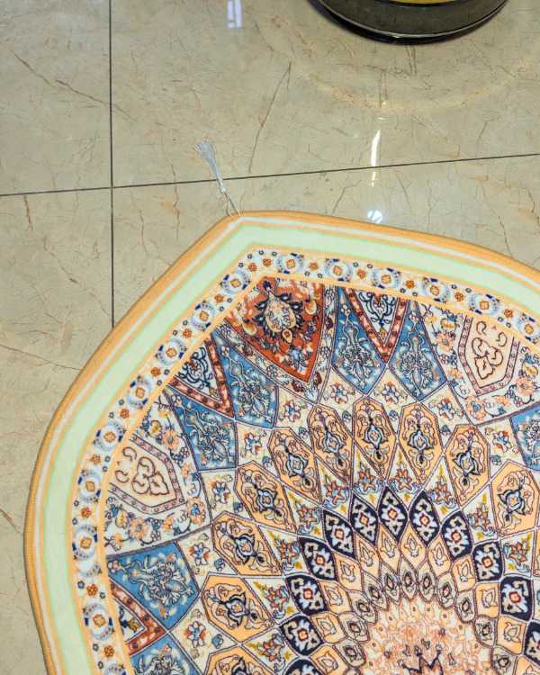 Golden Sunburst Persian Mandala Velvet Prayer Mat Janamaz (70x115 cm) thumbnail 3