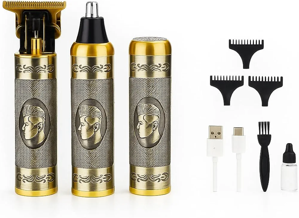 Professional 3-in-1 Men’s Grooming Kit - Gold Metal Body