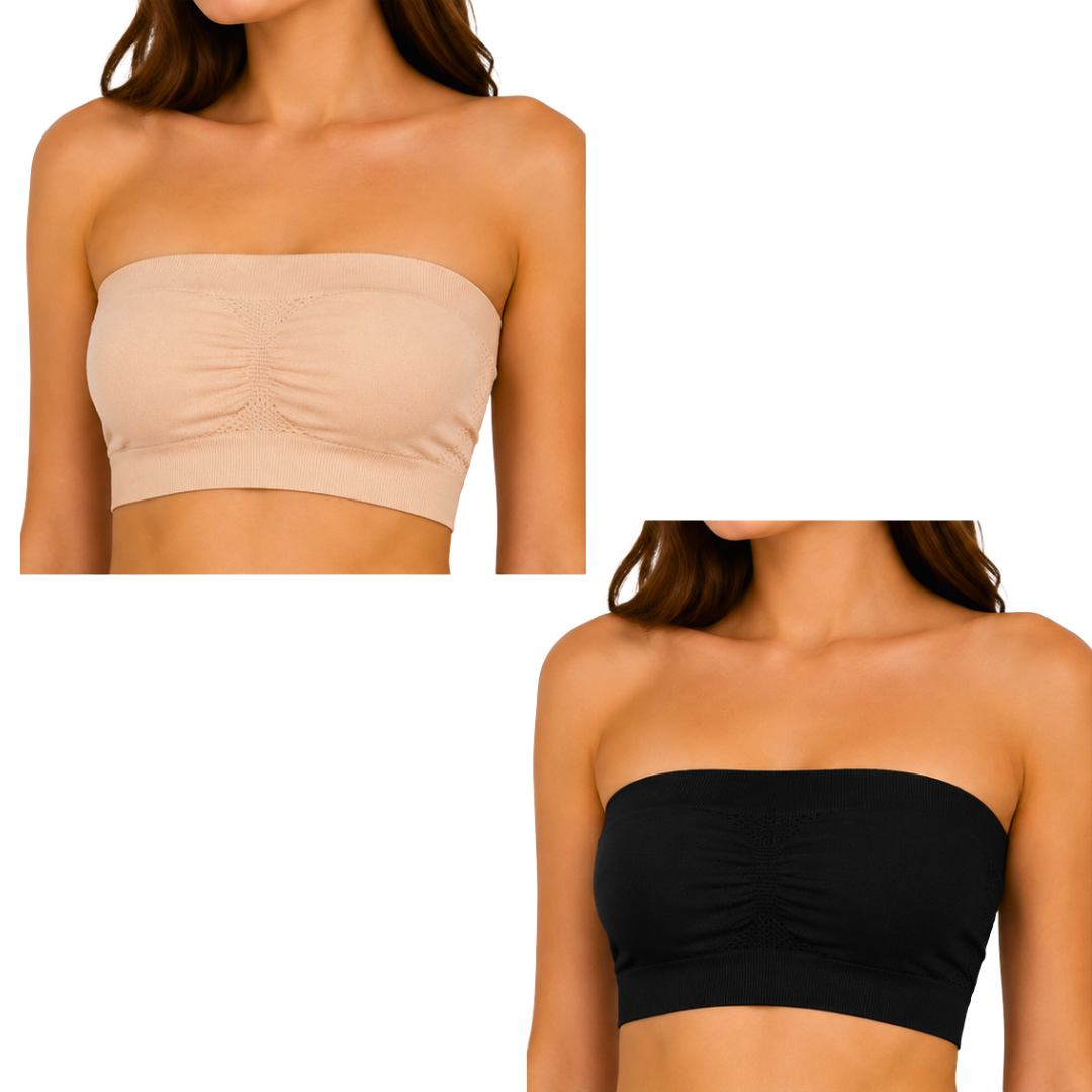 Strapless Soft And Non-Padded Tube Bra For Women | Set of 4 ( 2 pieces SKin or 2 Pieces Black Color) | Comfortable for Daily Wear
