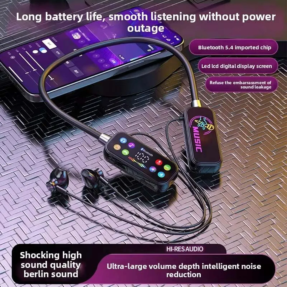 Mf Model YG17 Wireless Neckband Earphones With LED Display - Audio Device Designed For Sound Playback And Daily Listening Routine thumbnail 3