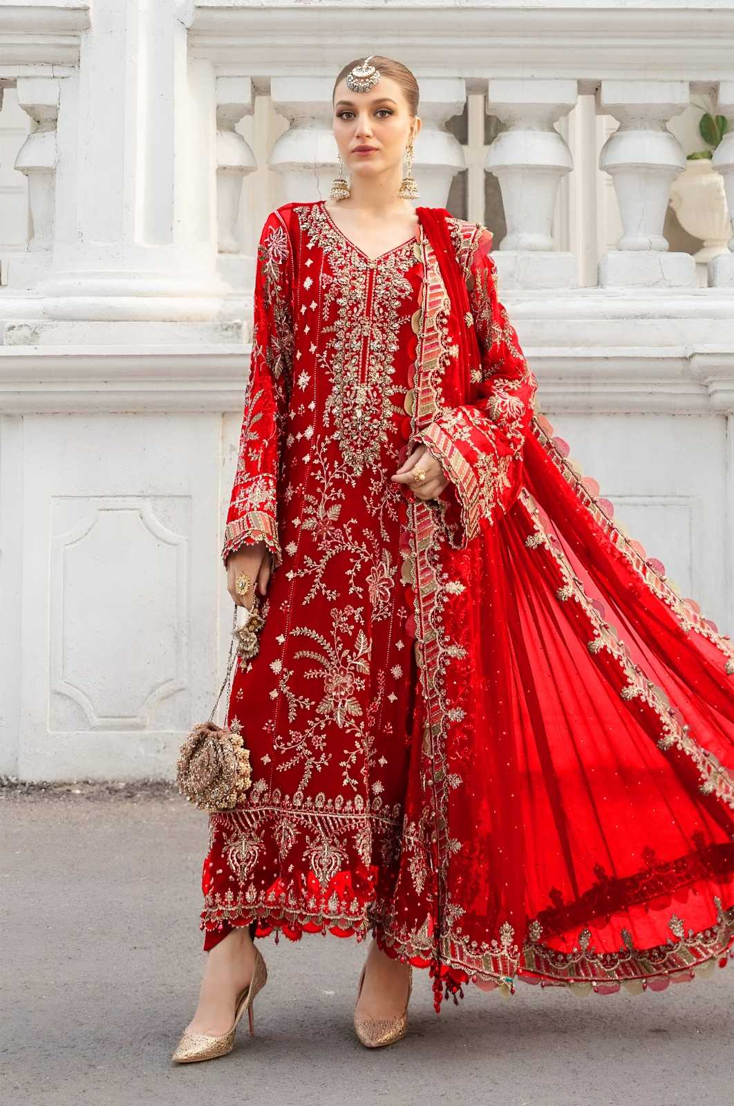 Zarmeen Emaan Luxury Embroidered Collection Shirt Front Back Sleeves Neckline Daman Patch Premium Viscose Trouser Pure Bamber Dupatta - Buy Online in Pakistan at Zenbu Store
