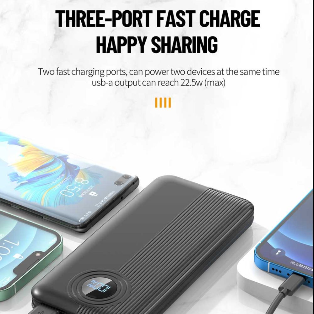Aspor A320 Power Bank 10000mah 22.5w Fast Charging With Display - Electronic Device Designed For Power Backup thumbnail 5