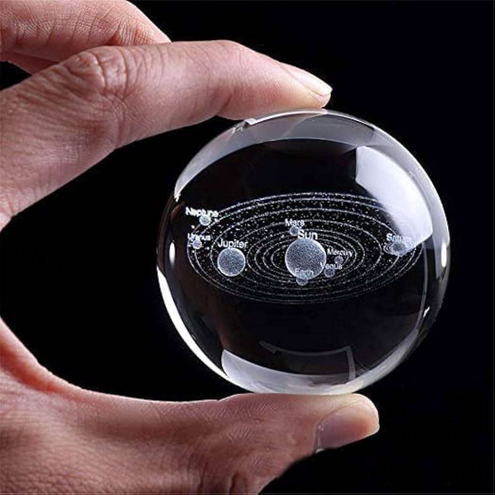 3d Galaxy Crystal Ball Night Light With Wooden Base - Decor Item Designed For Room Lighting And Daily Illumination Routine (Random Design) thumbnail 2