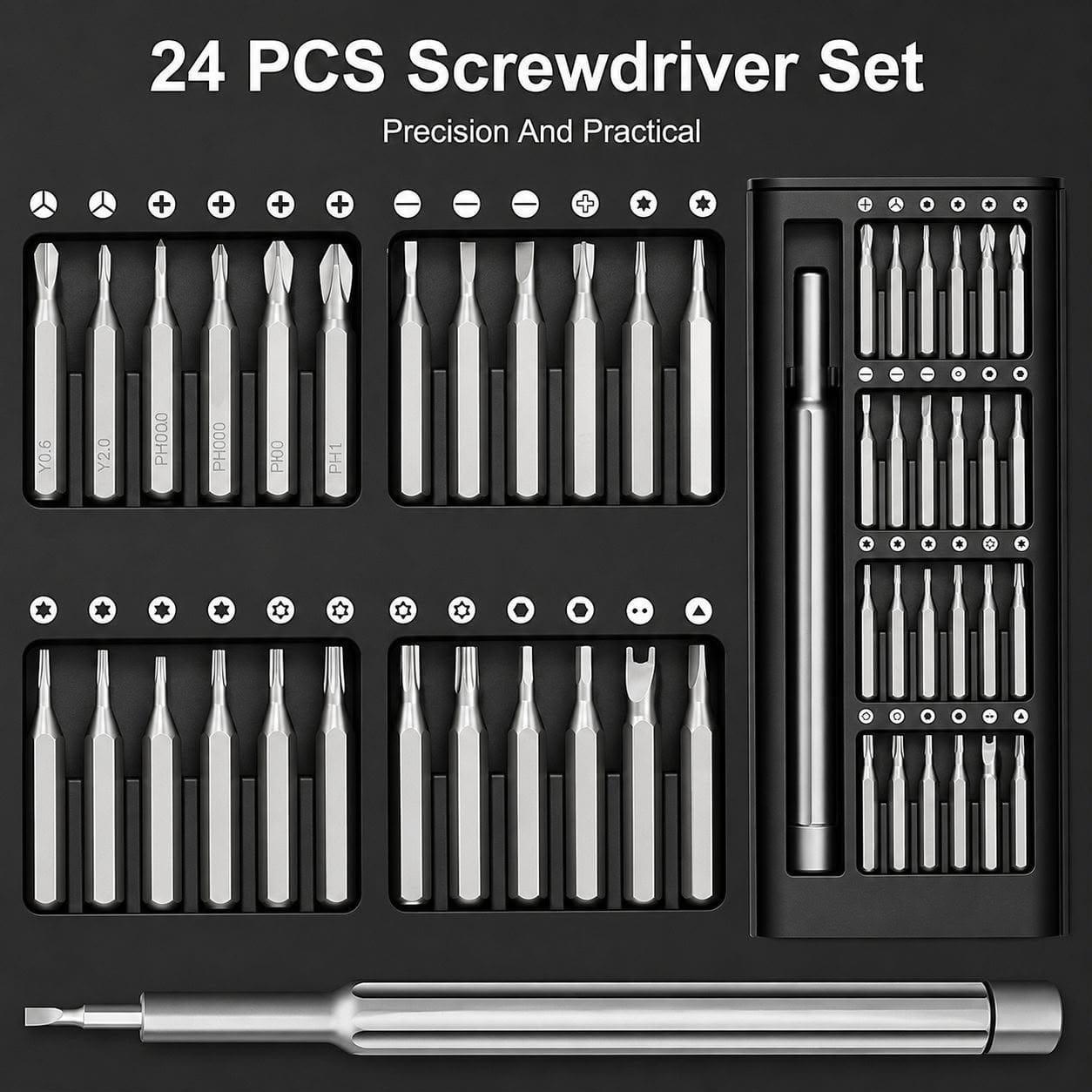 24 In 1 Precision Screwdriver Set High Quality Steel Bits Portable Durable Practical Repair Tool Kit For Electronics And Gadgets view 3