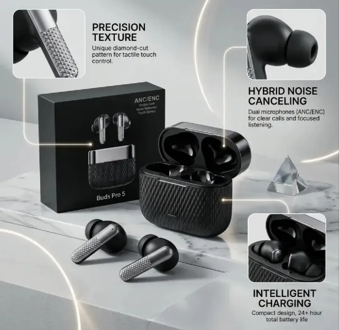 Buds Pro 5 High Quality Earbuds - Audio Device Designed For Sound Playback And Daily Listening Routine thumbnail 4