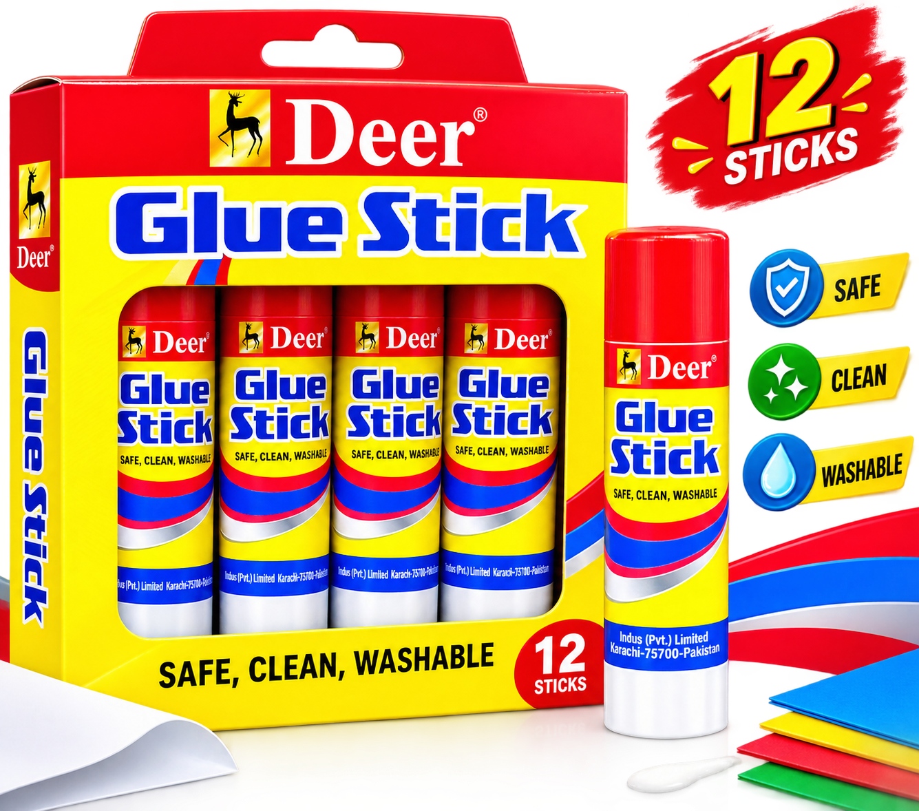 Deer Glue Stick for School, Home & Office Use (Pack of 12) thumbnail 2